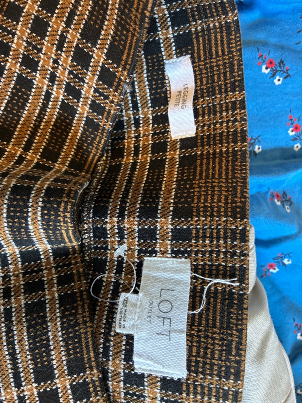 LOFT Black and Brown Plaid Kids Leggings - Petite